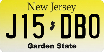 NJ license plate J15DBO