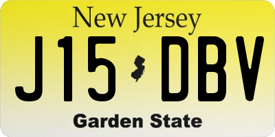 NJ license plate J15DBV