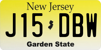 NJ license plate J15DBW