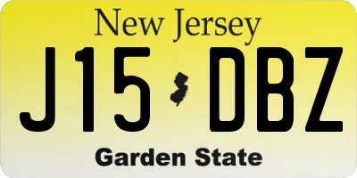 NJ license plate J15DBZ