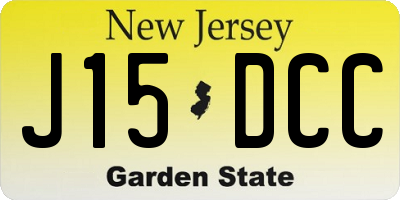 NJ license plate J15DCC
