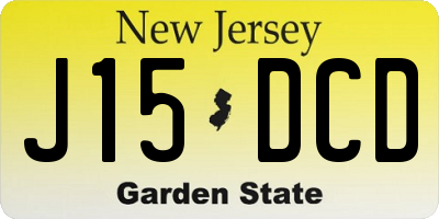 NJ license plate J15DCD