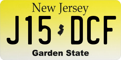 NJ license plate J15DCF