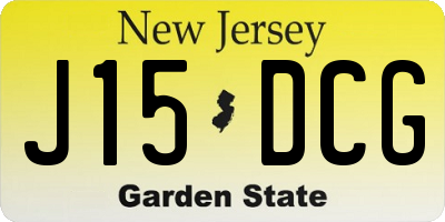 NJ license plate J15DCG
