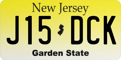 NJ license plate J15DCK