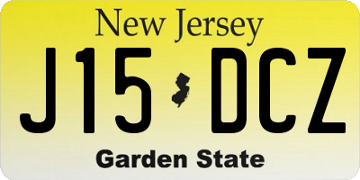 NJ license plate J15DCZ