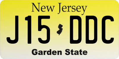 NJ license plate J15DDC