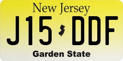 NJ license plate J15DDF