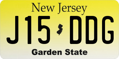 NJ license plate J15DDG