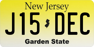 NJ license plate J15DEC
