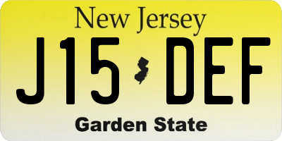 NJ license plate J15DEF