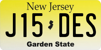 NJ license plate J15DES