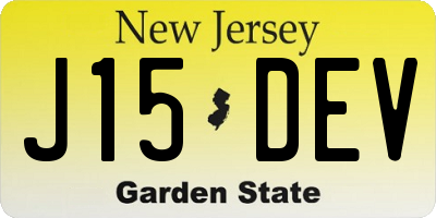NJ license plate J15DEV