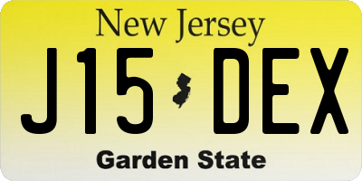 NJ license plate J15DEX