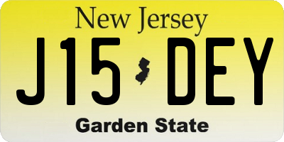 NJ license plate J15DEY