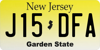 NJ license plate J15DFA