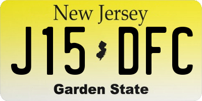 NJ license plate J15DFC
