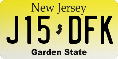NJ license plate J15DFK