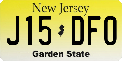 NJ license plate J15DFO