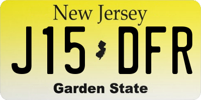 NJ license plate J15DFR