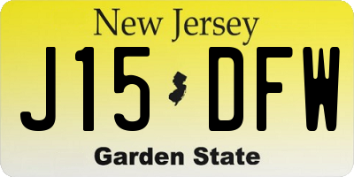NJ license plate J15DFW