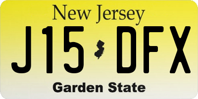 NJ license plate J15DFX