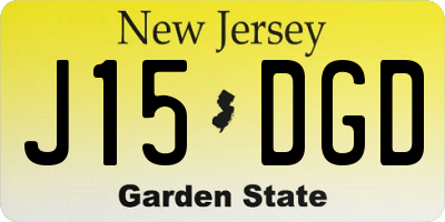 NJ license plate J15DGD