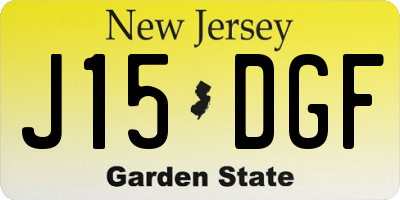 NJ license plate J15DGF