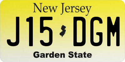 NJ license plate J15DGM