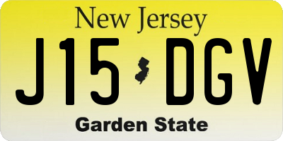 NJ license plate J15DGV