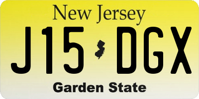 NJ license plate J15DGX