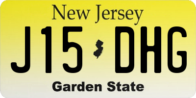 NJ license plate J15DHG
