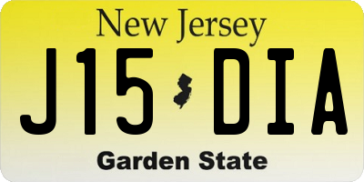 NJ license plate J15DIA