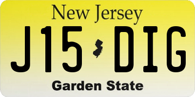NJ license plate J15DIG