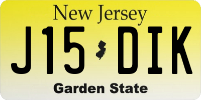 NJ license plate J15DIK