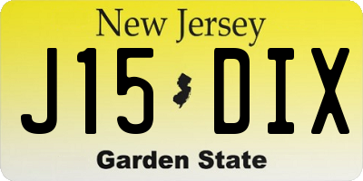 NJ license plate J15DIX