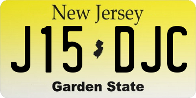 NJ license plate J15DJC