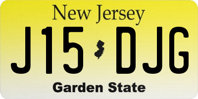NJ license plate J15DJG