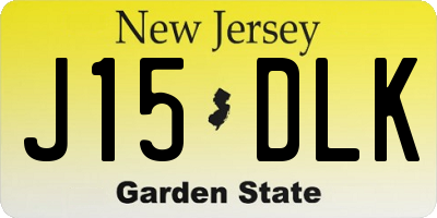 NJ license plate J15DLK