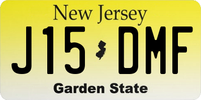 NJ license plate J15DMF