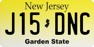 NJ license plate J15DNC