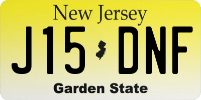 NJ license plate J15DNF