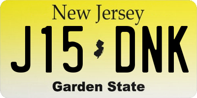 NJ license plate J15DNK