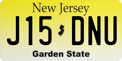 NJ license plate J15DNU