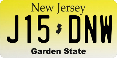 NJ license plate J15DNW