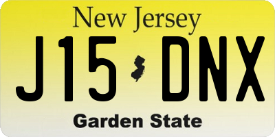 NJ license plate J15DNX