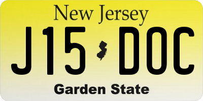NJ license plate J15DOC