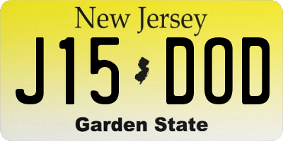 NJ license plate J15DOD