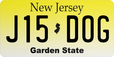 NJ license plate J15DOG