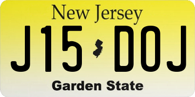 NJ license plate J15DOJ